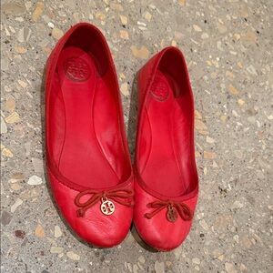 Tory Burch Red Leather Flats